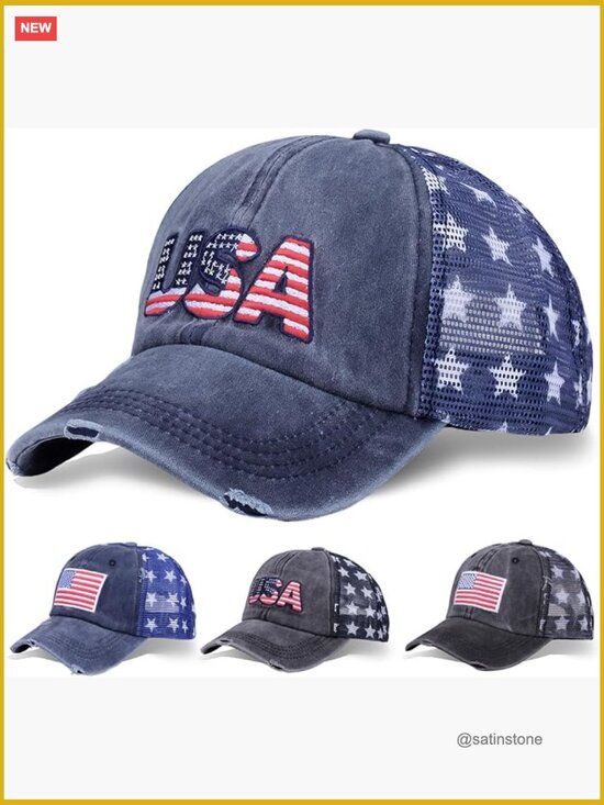 Patriotic USA Baseball Cap with Mesh Back, Adjustable main image 6